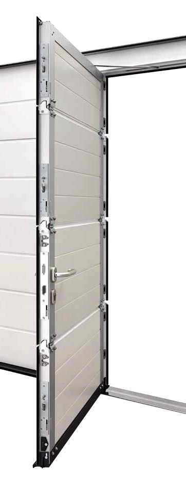Hormann sectional wicket door. Shown with optional multi-point locking.